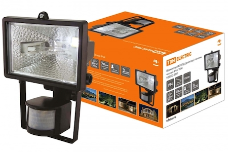 TDM ELECTRIC SQ0302-0011 Прожектор ИО150Д (детектор) галоген.черный IP54  TDM